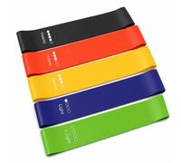 5 Piece Resistance Loop Band Set for Home Workouts, Strength Training, Yoga, Stretching, Mobility & Rehab - Durable Latex Bands for All Fitness Levels
