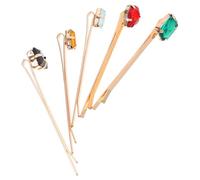 5 Piece Rhinestone Bobby Pins for Women, Vintage Hair Clips | Alloy and Crystal Finish, Retro Golden Look, Dress and Holiday Styling, for Thin Hair Accents Random Style