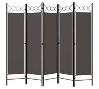 5-Piece Room Divider, Anthracite, 200 x 180 cm, Freestanding with Fabric, Powder-Coated Iron Frame, Foldable and Foldable as a Screen, Divider, Privacy Screen for Living Room, Bedroom, Office