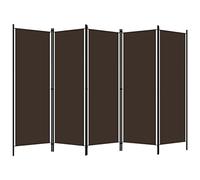 5-Piece Room Divider Brown 250 x 180 cm Freestanding Foldable with Fabric Shade Made of Powder-Coated Iron Frame as Privacy Screen Divider for Living Room Bedroom Office