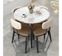 5-Piece Round Conference Table and Chair Set for 4, Ideal for Office Reception, Dining Room, Coffee Breaks, and Meetings - Stylish and Functional Design