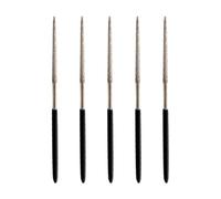 5-Piece Round Diamond-Coated Needle Files Set for Precision Filing on Ceramic, Glass, Metal & Stone - 140mm Total Length, 50mm Abrasive Zone, 3mm Shank (5pcs Black)