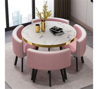 5-Piece Round Dining Set - Kitchen Breakfast Table & 4 Chairs - Conference Table 80x75cm (31.5x29.5in) - Stylish, Space-Saving Design for Home & Office