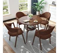 5-Piece Round Dining Set with Upholstered Chairs - Perfect for Office, Reception, Small Conference Rooms, Cafés, and Dining Areas - Stylish & Comfortable Furniture