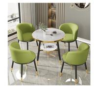 5 Piece Round Dining Set: Wooden Table & 4 Chairs for Balcony Kitchen Office Reception Simple Leisure Combination Ideal for Meetings & Relaxation.