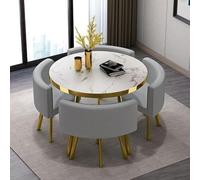 5-Piece Round Dining Table Set - 1 Table & 4 Chairs - Stylish Home Kitchen Restaurant & Office Furniture - Space-Saving Design Modern Aesthetic Easy to Assemble