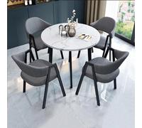5-Piece Round Dining Table Set for 4 - Stylish Kitchen Furniture with 1 Table (80x75cm) & 4 Chairs - Perfect for Home Dining Space-Saving Design Modern Aesthetic