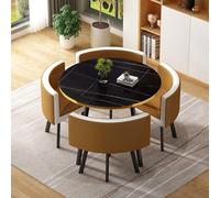 5-Piece Round Dining Table Set - Kitchen Breakfast Table & Chairs, 80x75cm (31.5x29.5in), Perfect for Conference & Dining, Stylish & Space-Saving Design
