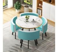 5-Piece Round Dining Table Set - Kitchen Breakfast Table with 4 Chairs, Conference Table, 80x75cm (31.5x29.5in), Stylish Modern Design for Home & Office