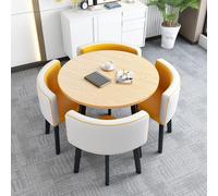 5-Piece Round Dining Table Set with 4 Chairs 33.5"x29.5" Conference Table for Small Spaces Modern Kitchen Furniture Versatile Dining Room Decor Ideal for Dining and Meetings