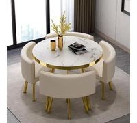 5-Piece Round Dining Table Set with 4 Chairs 33.5"x29.5" Small Space Conference Table for Kitchen Dining Room and Office Perfect for Family Meals and Gatherings