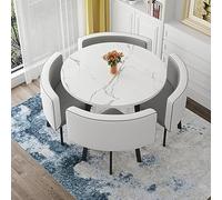 5-Piece Round Dining Table Set with 4 Chairs - Ideal for Home Office & Conference Rooms - Chic Space-Saving Design for Modern Kitchens & Dining Areas