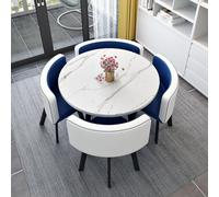 5-Piece Round Dining Table Set with 4 Chairs - Kitchen Breakfast Bar Conference Table - 80x75cm/31.5x29.5in - Stylish & Space-Saving Design