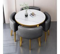 5-Piece Round Kitchen Dining Set - 1 Round Table & 4 Chairs Perfect for Home Dining Room or Conference Use Space-Saving Design Modern Style