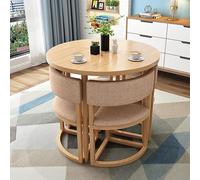 5-Piece Round Kitchen Dining Table Set for 4 Metal Frame Chairs Stylish Conference Table & Chairs for Small Spaces Perfect for Apartments Cloth Color