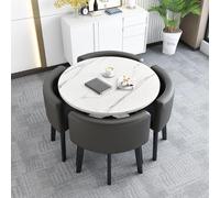 5-Piece Round Kitchen Dining Table Set - Stylish 33.5" Table with 4 Chairs Perfect for Dining Room Kitchen or Conference Use - Modern & Versatile Design