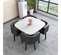 5-Piece Round Kitchen Dining Table Set with 4 Chairs 33.5" x 29.5" Conference Table for Small Spaces Versatile Dining Room Furniture for Home & Office