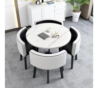 5-Piece Round Kitchen Dining Table Set with 4 Chairs 33.5x29.5in Conference Table for Small Spaces Versatile Dining Furniture for Home Office and Gatherings