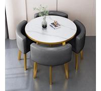 5-Piece Round Kitchen Dining Table Set with 4 Chairs - Compact 33.5" Conference Table for Small Spaces - Ideal for Dining Meetings and Family Gatherings