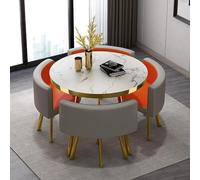 5-Piece Round Kitchen Dining Table Set with 4 Chairs Modern Breakfast Bar & Conference Table Space-Saving 31.5"x29.5" Design for Kitchen & Dining Room