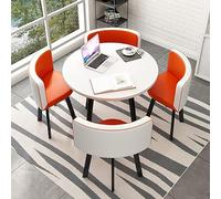 5-Piece Round Kitchen Dining Table Set with 4 Chairs - Stylish Conference & Breakfast Bar Table 31.5" x 29.5" - Perfect for Dining Room & Kitchen Decor