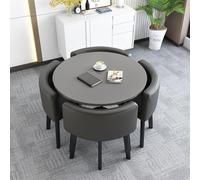 5-Piece Round Kitchen Dining Table Set with 4 Chairs - Stylish & Functional for Dining Room, Kitchen, or Conference - 85x75cm (33.5x29.5in) - Space-Saving Design
