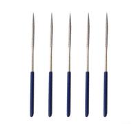 5-Piece Round Needle Files Set for Precision Filing on Ceramic, Glass, Metal & Stone - 140mm Total Length, 50mm Abrasive Tip, 3mm Shank, Non-Slip Handle(5pcs blue)