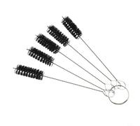 5-Piece Round Pipe Cleaning Wire Brush Set for Tubes, Cylinders & Bores - Flexible Nylon Bristles, 2mm to 8mm Head Diameters, 50mm Total