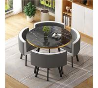 5-Piece Round/Square Conference Table Set for 4 - Stylish Office Dining & Coffee Table with Chairs Perfect for Business Meetings & Reception Rooms Functional Design