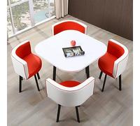 5-Piece Round/Square Conference Table Set - Office Dining Table & Chairs for 4 - Compact Meeting & Reception Coffee Table for Business Use Modern Design