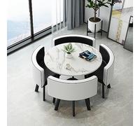 5-Piece Round/Square Fur Conference Table Set for 4 Small Office Dining & Coffee Table with Chairs Perfect for Business Meetings Receptions & Collaborative Workspaces