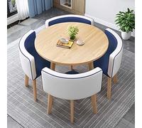 5-Piece Round Table and 4 Chairs Set Space-Saving Breakfast Bar Furniture for Kitchen/Dining Room Office Conference Tables Compact 90x75cm (35.4x29.5in)