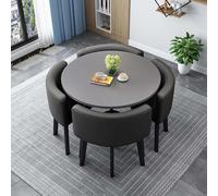 5-Piece Round Table and Chair Set Space-Saving Breakfast Bar Furniture for Kitchen/Dining Room Office Conference Tables 70x75cm (27.5x29.5in)