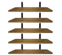 5 Piece Rustic Wooden Floating Shelves Wall Mounted Decor Focused For Versatile Home Wall Storage And Ornament Display