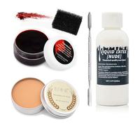 5 Piece Scar Wax SFX Makeup Kit with Fake Blood Gel, Skin Wax, Black Sponge, Spatula Tool, Liquid Latex, Halloween Special Effects Wound Modeling SFX Stage Fancy Dress Up Cosplay Kit