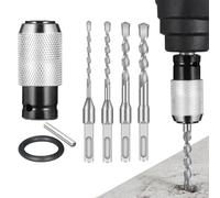5 Piece SDS Rotary Hammer Drill Bit Set, Impact Drill Bits Set, Tungsten Carbide Drill Bits with Carbide Tip for Brick Concrete Stone and Cement 6/8/10/120mm Drill Set with a New Silver Drill Bit
