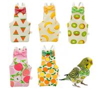 5-Piece Set Bird Diaper, Parrot Diaper, with Peach, Orange, Watermelon, Banana, Kiwi Designs, Comfortable Fit for Small Birds