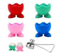 5-Piece Set Egg Cups, Egg Cups 4 - Funny & Colorful Boiled Egg Holder Kit with Egg Opener | Egg Cups 6 for Soft or Hard Boiled Eggs, Egg Cup for Kids and Adults (4 Pcs & 1 Egg Opener)