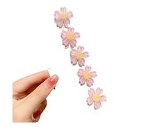 5 Piece Set For Women Multicolor Cherry Blossom Camellia Lovely Side Clip With Bangs Hairpin For Everyday Use(Sakura pink)