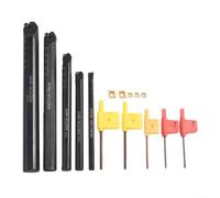 5 Piece Set Lathe Holder SCLCR09 with CCMT Indexable Inserts, Tool Steel Drill Bars for Roughing and Finishing Compatible with CNC Lathes, Various Sizes