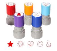 5-Piece Set of Teacher Stamp for Classroom Self-Inking Rubber Stamps for Marking, Cute Simple Line Drawing Stamp for Classroom Grading Homework Checking Homeschool School Supplies