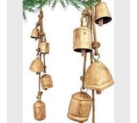 5-Piece Set Rustic Harmony Metal Jingle Bell Cluster Vintage Handmade Lucky Christmas Hanging Mixed Decoration Bell Rope (Large)