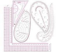5-Piece Sewing Ruler Set, French Curve and Right Angle Ruler for Dressmaking, Tailoring, Pattern Drafting, DIY Crafts, Flexible Plastic Design Tools for Fashion Students & Designers