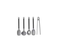 5-Piece Silicone Kitchen Utensil Set - Gray, Safe Grip Handles With Hanging Loops, Non-Stick Cookware Compatible, Dishwasher Safe BPA Free