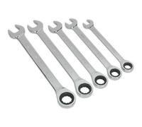 5pc Slim Handled Combination Spanner Set - 12 Point Metric Ring Open End Head