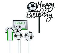 5-Piece Soccer Sports Cake Topper,Black and White Football Birthday & Party Decor for Boys, Girls, and Sports Themes