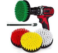 5 Piece Soft, Medium and Stiff Power Scrubbing Brush With 6 Inch Size Extender Drill Attachment for Cleaning Showers, Tubs, Bathrooms, Tile, Grout, Carpet, Tires and Boats by DrillStuff