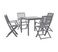 5 Piece Solid Acacia Wood Garden Dining Set Grey Outdoor Table Chair vidaXL