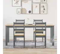 5-Piece Solid Pinewood Dining Set in Panama Gray Rustic Design Dining Table with Sturdy Top and Easy-Clean Chairs Perfect for Modern Homes and Kitchens