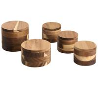 5 Piece Spice Box Set PATISSERIE Acacia Wood Brown